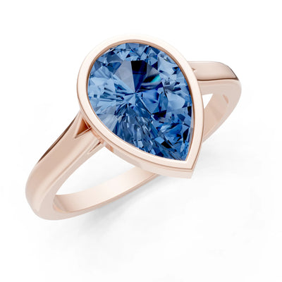 London Blue Topaz Pear Shape Bezel Set Solitaire Ring