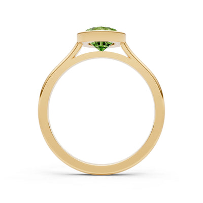 Peridot Pear Shape Bezel Set Solitaire Ring