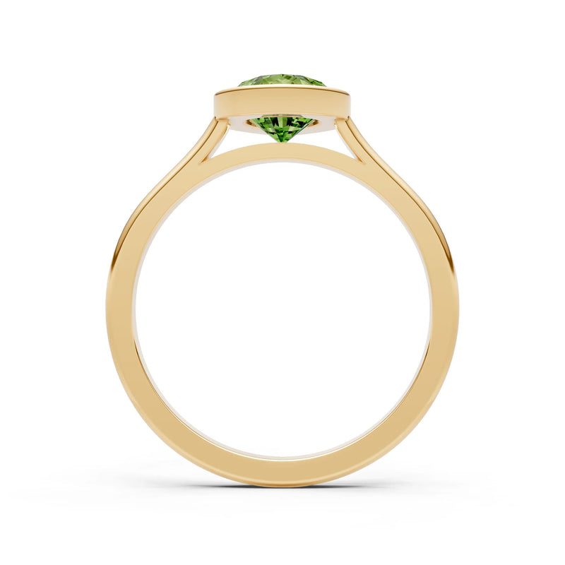 Peridot Pear Shape Bezel Set Solitaire Ring