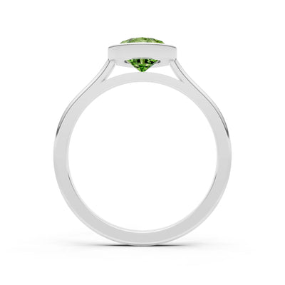 Peridot Pear Shape Bezel Set Solitaire Ring