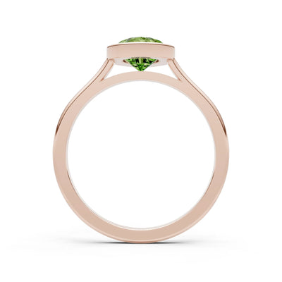 Peridot Pear Shape Bezel Set Solitaire Ring