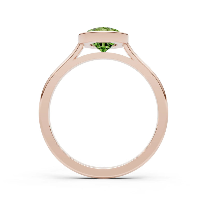 Peridot Pear Shape Bezel Set Solitaire Ring