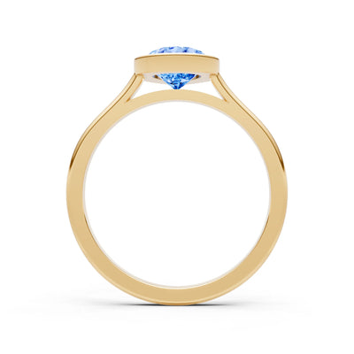 Swiss Blue Topaz Pear Shape Bezel Set Solitaire Ring