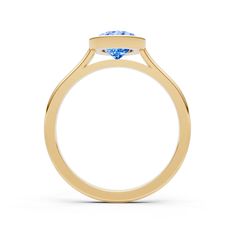 Swiss Blue Topaz Pear Shape Bezel Set Solitaire Ring