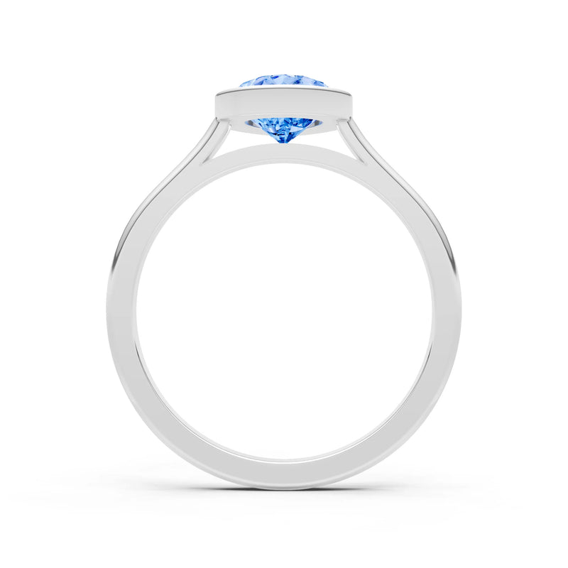 Swiss Blue Topaz Pear Shape Bezel Set Solitaire Ring