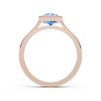 Swiss Blue Topaz Pear Shape Bezel Set Solitaire Ring