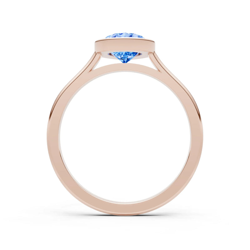 Swiss Blue Topaz Pear Shape Bezel Set Solitaire Ring