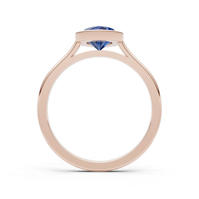 Blue Sapphire Pear Shape Bezel Set Solitaire Ring