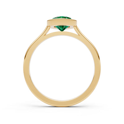 Emerald Pear Shape Bezel Set Solitaire Ring