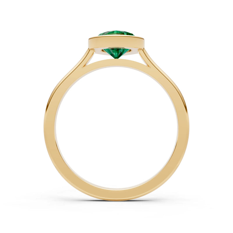 Emerald Pear Shape Bezel Set Solitaire Ring