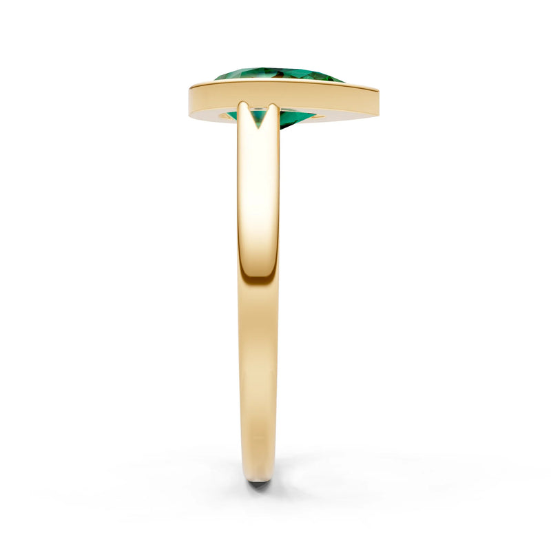 Emerald Pear Shape Bezel Set Solitaire Ring