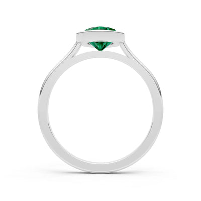 Emerald Pear Shape Bezel Set Solitaire Ring