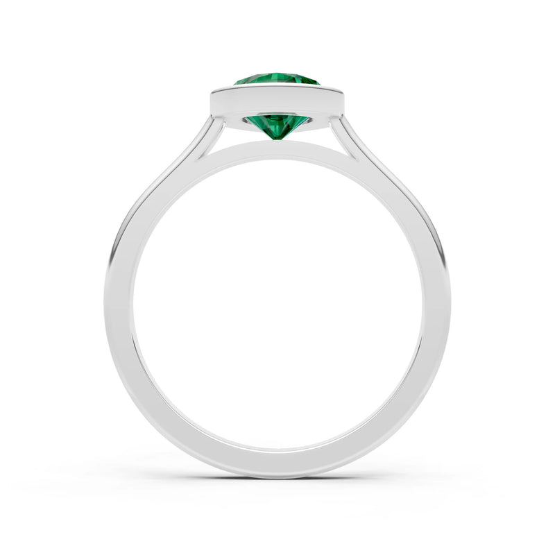 Emerald Pear Shape Bezel Set Solitaire Ring