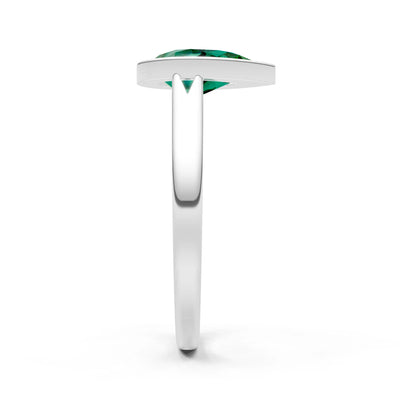 Emerald Pear Shape Bezel Set Solitaire Ring