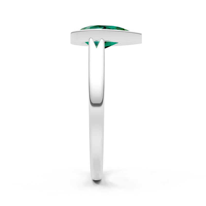 Emerald Pear Shape Bezel Set Solitaire Ring