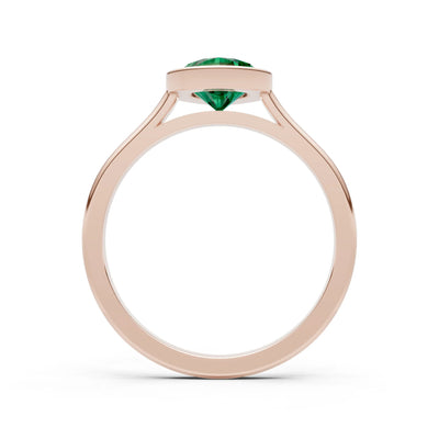 Emerald Pear Shape Bezel Set Solitaire Ring