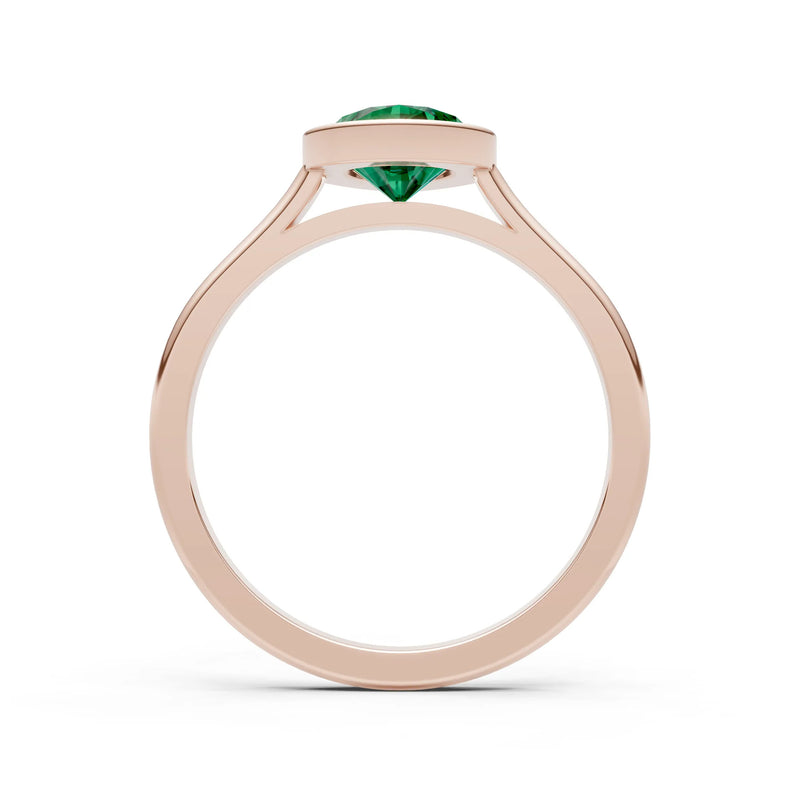 Emerald Pear Shape Bezel Set Solitaire Ring