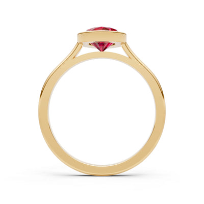 Ruby Pear Shape Bezel Set Solitaire Ring