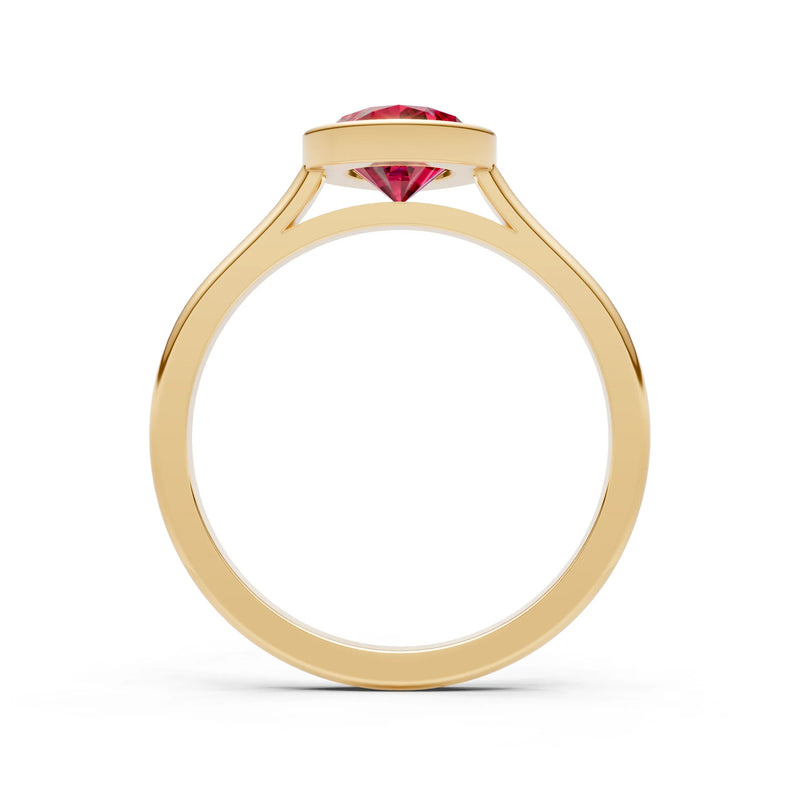 Ruby Pear Shape Bezel Set Solitaire Ring