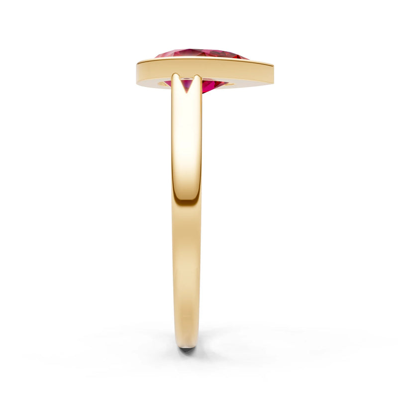 Ruby Pear Shape Bezel Set Solitaire Ring