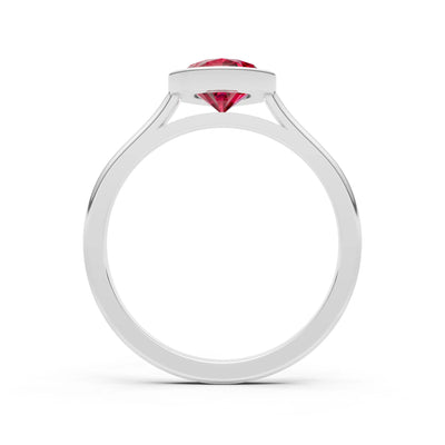 Ruby Pear Shape Bezel Set Solitaire Ring