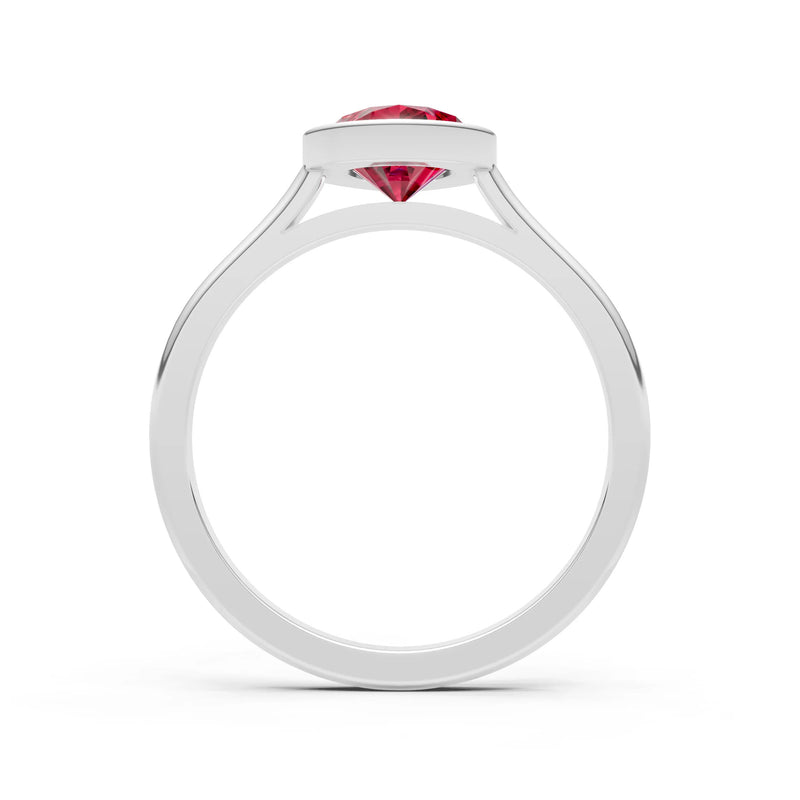 Ruby Pear Shape Bezel Set Solitaire Ring