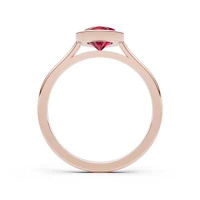 Ruby Pear Shape Bezel Set Solitaire Ring
