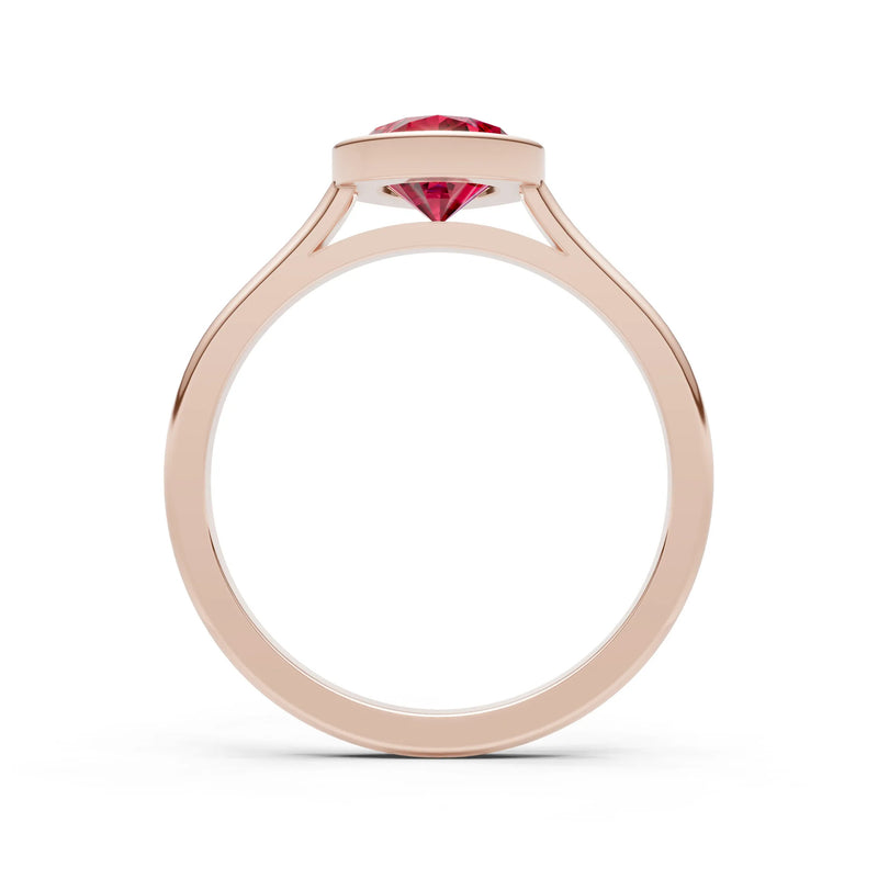 Ruby Pear Shape Bezel Set Solitaire Ring