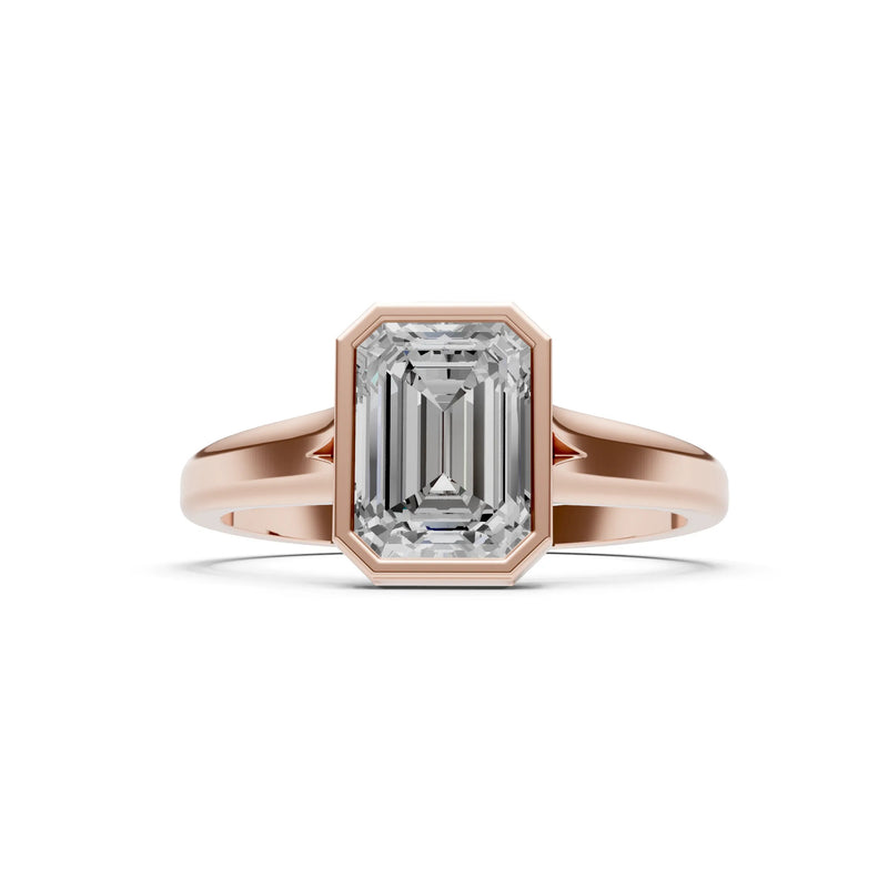 Solid Gold Emerald Cut Gemstone Engagement Ring , 1.50 Ct
