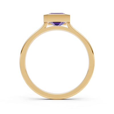 Solid Gold Emerald Cut Gemstone Engagement Ring , 1.50 Ct