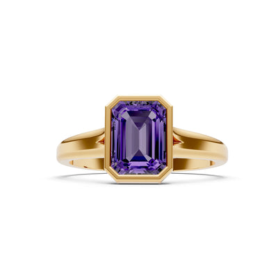 Solid Gold Emerald Cut Gemstone Engagement Ring , 1.50 Ct