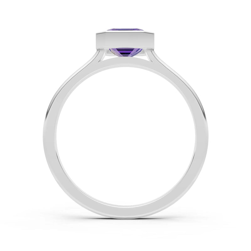 Solid Gold Emerald Cut Gemstone Engagement Ring , 1.50 Ct