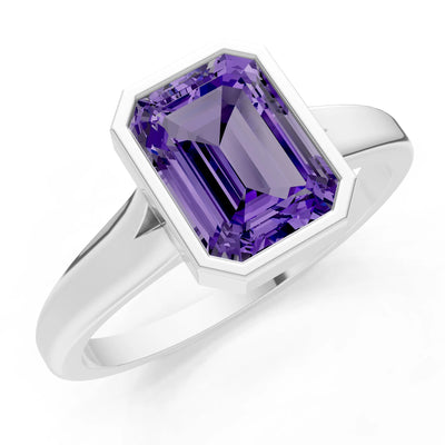 Solid Gold Emerald Cut Gemstone Engagement Ring , 1.50 Ct