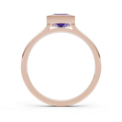 Solid Gold Emerald Cut Gemstone Engagement Ring , 1.50 Ct