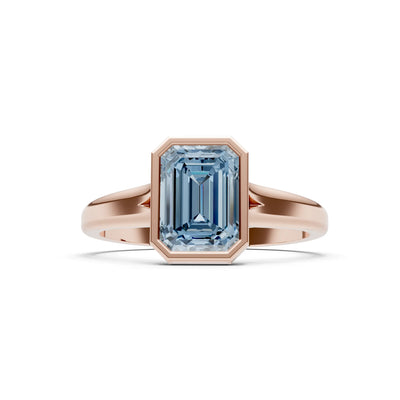 Solid Gold Emerald Cut Gemstone Engagement Ring , 1.50 Ct