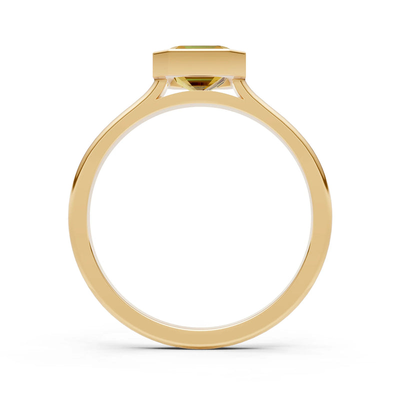 Citrine Emerald Cut Bezel Set Solitaire Ring