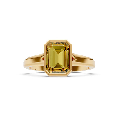 Solid Gold Emerald Cut Gemstone Engagement Ring , 1.50 Ct