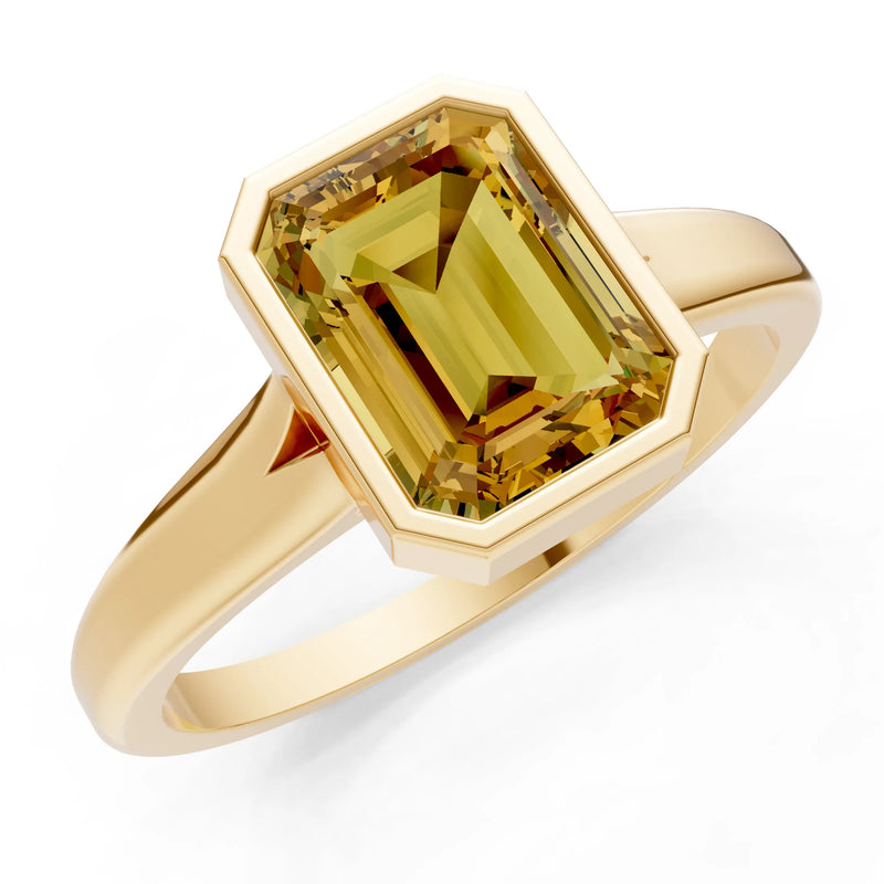 Solid Gold Emerald Cut Gemstone Engagement Ring , 1.50 Ct