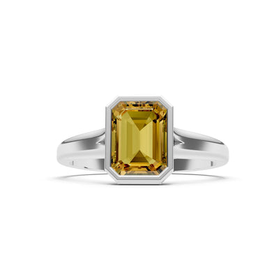 Solid Gold Emerald Cut Gemstone Engagement Ring , 1.50 Ct