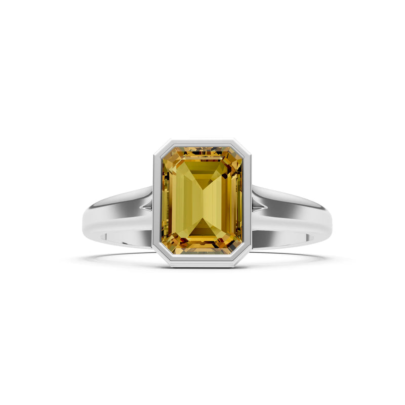 Solid Gold Emerald Cut Gemstone Engagement Ring , 1.50 Ct