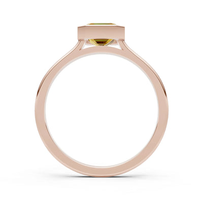 Citrine Emerald Cut Bezel Set Solitaire Ring