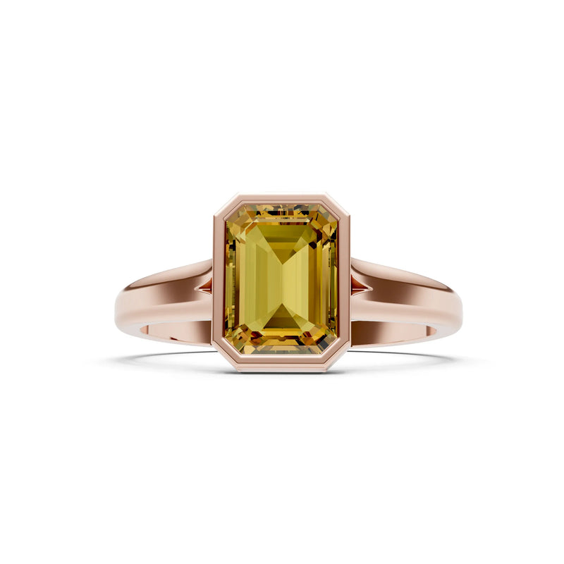 Solid Gold Emerald Cut Gemstone Engagement Ring , 1.50 Ct