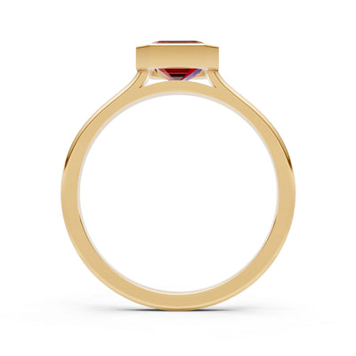 Solid Gold Emerald Cut Gemstone Engagement Ring , 1.50 Ct