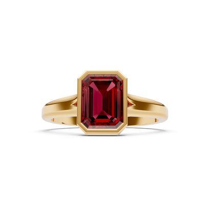 Solid Gold Emerald Cut Gemstone Engagement Ring , 1.50 Ct