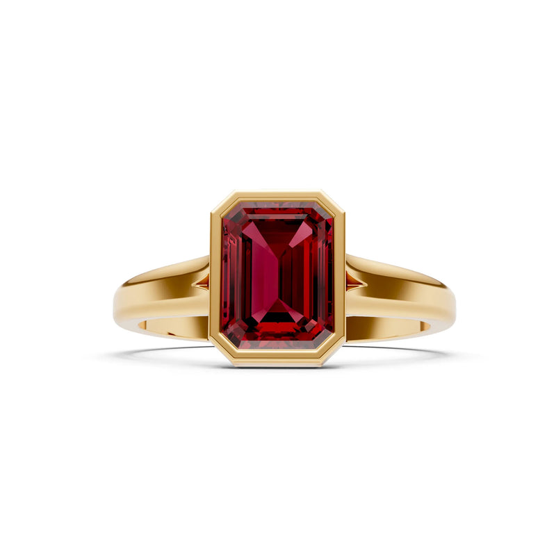 Solid Gold Emerald Cut Gemstone Engagement Ring , 1.50 Ct