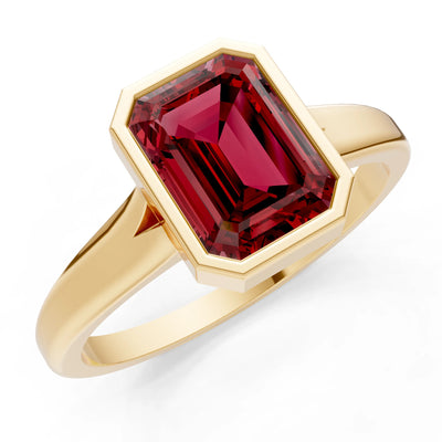 Solid Gold Emerald Cut Gemstone Engagement Ring , 1.50 Ct