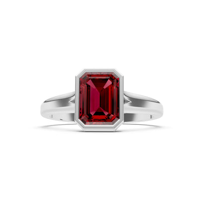 Solid Gold Emerald Cut Gemstone Engagement Ring , 1.50 Ct