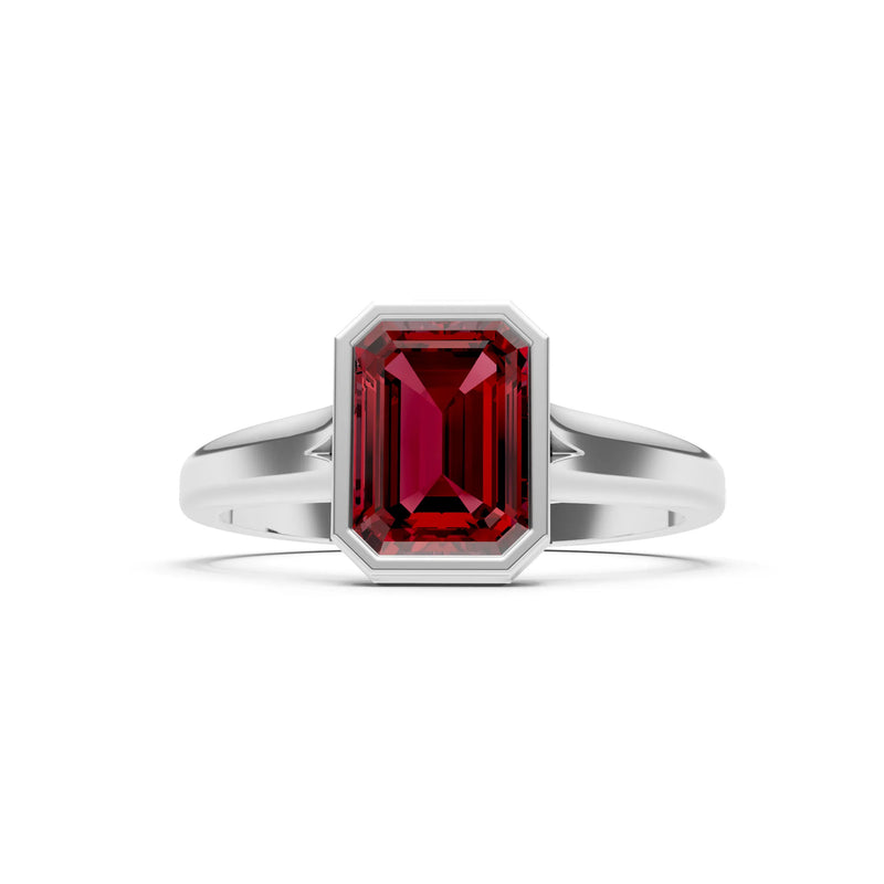 Solid Gold Emerald Cut Gemstone Engagement Ring , 1.50 Ct