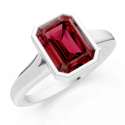 Solid Gold Emerald Cut Gemstone Engagement Ring , 1.50 Ct