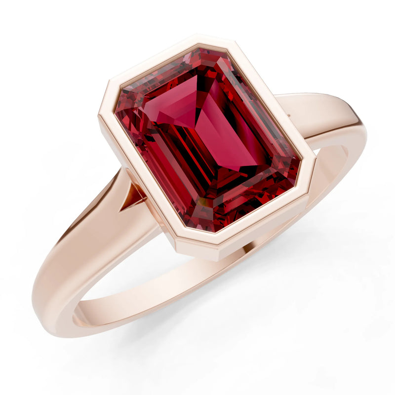 Solid Gold Emerald Cut Gemstone Engagement Ring , 1.50 Ct